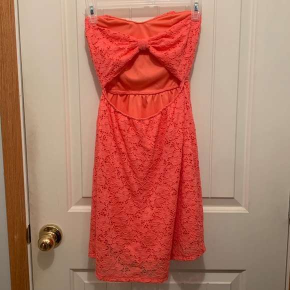 Beautiful Coral Strapless Dress - Picture 2 of 8